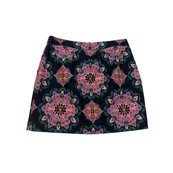 J. Crew Womens Size 8‎ Navy Blue Floral Basket Weave Geometric Print Skirt - Picture 2 of 16